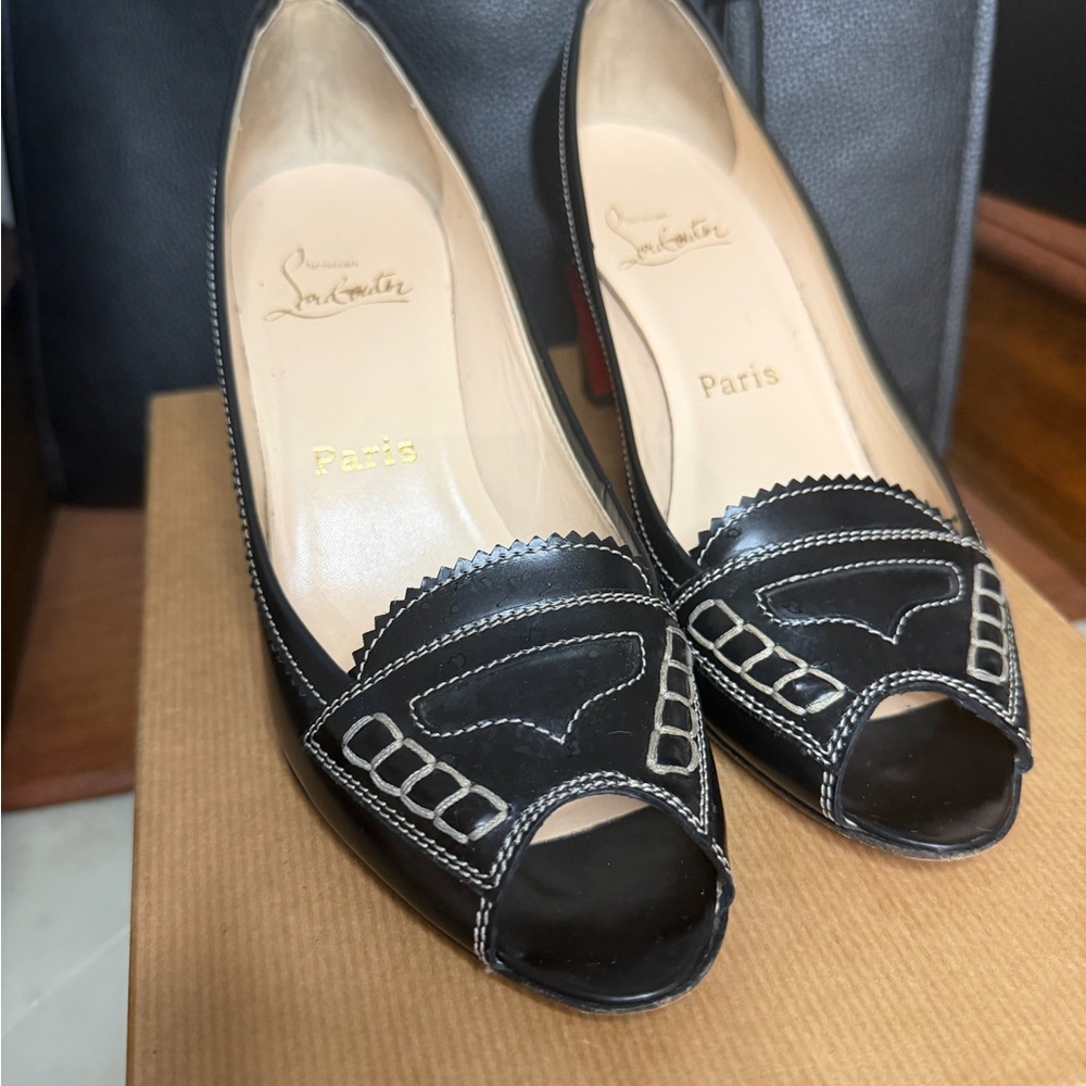 Christian Louboutin Black Peniche 70 Work Pump